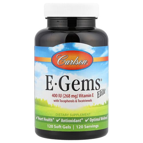 Carlson, E-Gems® Elite, Vitamin E with Tocopherols & Tocotrienols, 120 Soft Gels