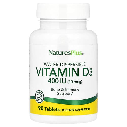 NaturesPlus, Water-Dispersible Vitamin D3, 10 mcg (400 IU), 90 Tablets