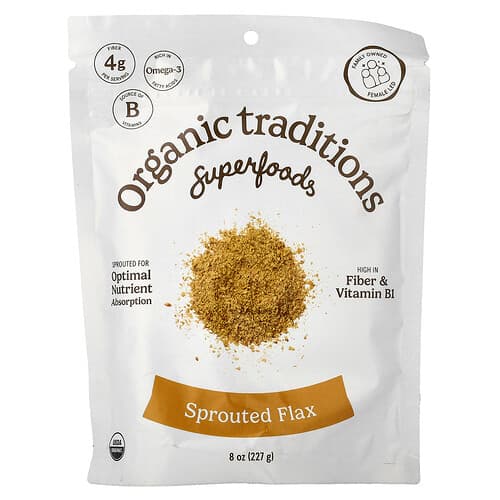 Organic Traditions, Superfoods, Sprouted Flax, 8 oz (227 g)