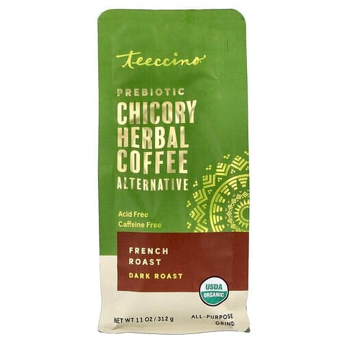 Teeccino, Prebiotic Chicory Herbal Coffee Alternative, French Roast, Dark Roast, Caffeine Free, 11 oz (312 g)