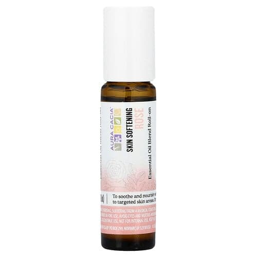 Aura Cacia, Essential Oil Blend, Skin Softening Roll-On, Rose, 0.31 fl oz (9.2 ml)