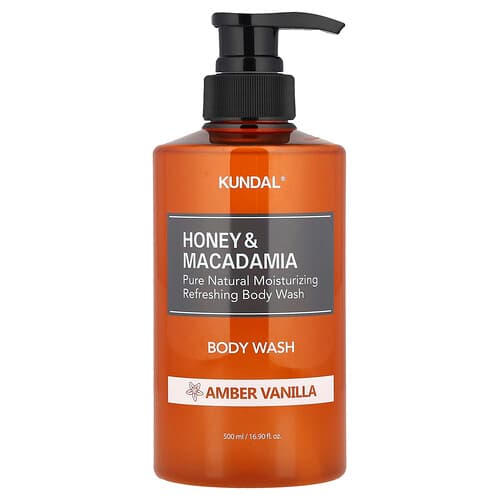 Kundal, Honey & Macadamia Body Wash, Amber Vanilla, 16.9 fl oz (500 ml)